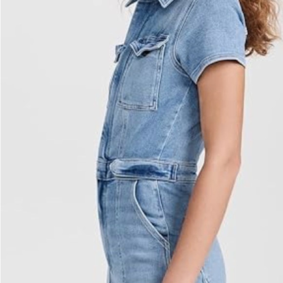 GOOD AMERICAN SHORT SLEEVE DENIM FADE WASH JUMPSUIT! NWT! XL - Picture 9 of 9